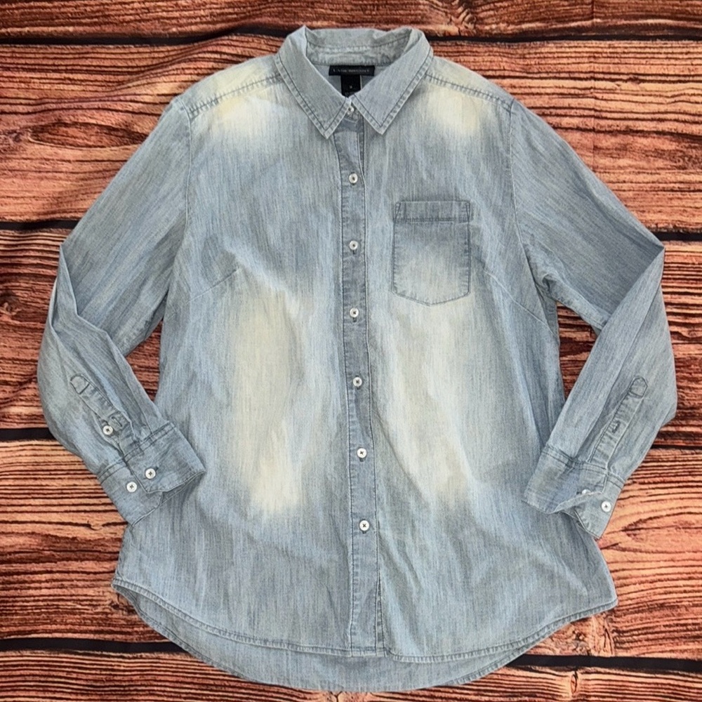 Lane Bryant Button Down Ombré Jean Top! Great Pre Owned Condition! Sz 14